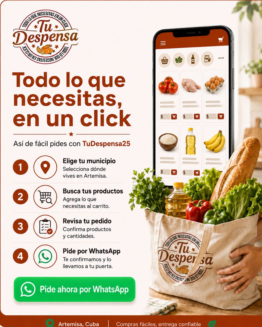 TuDespensa25 — Todo lo que necesitas, en un click. Elige tu municipio, busca tus productos, revisa tu pedido y pide por WhatsApp.